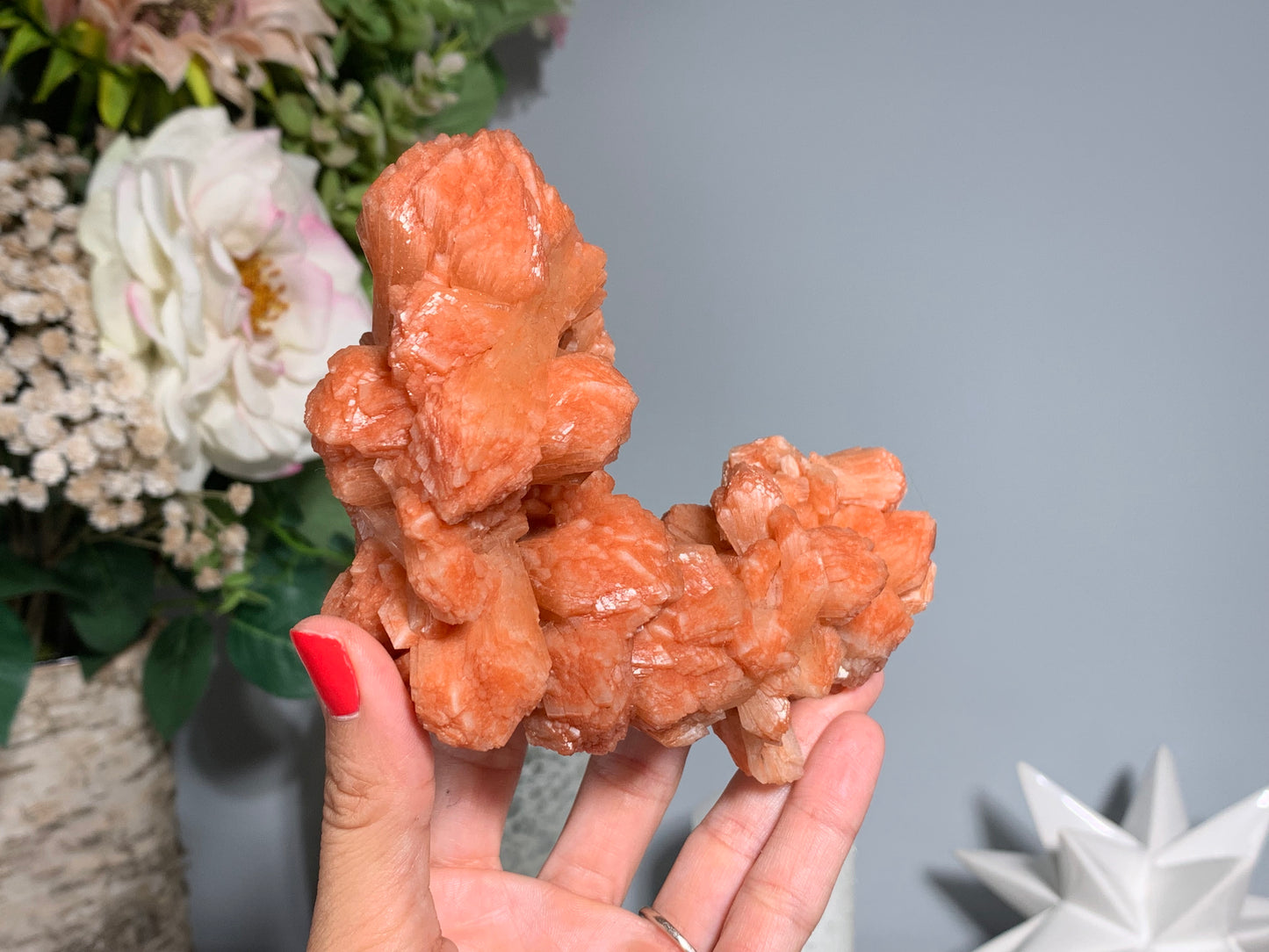 Red Stilbite Cluster (5.25", 133mm)