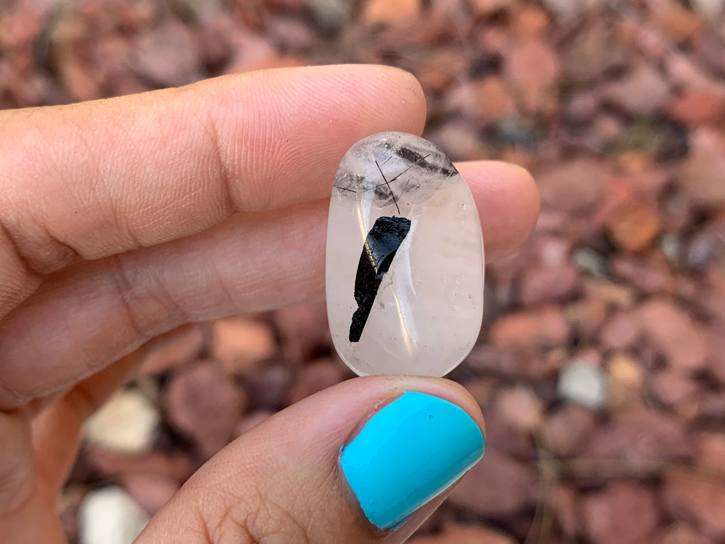 Tumbled Tourmaline Rutile in Quartz Medium