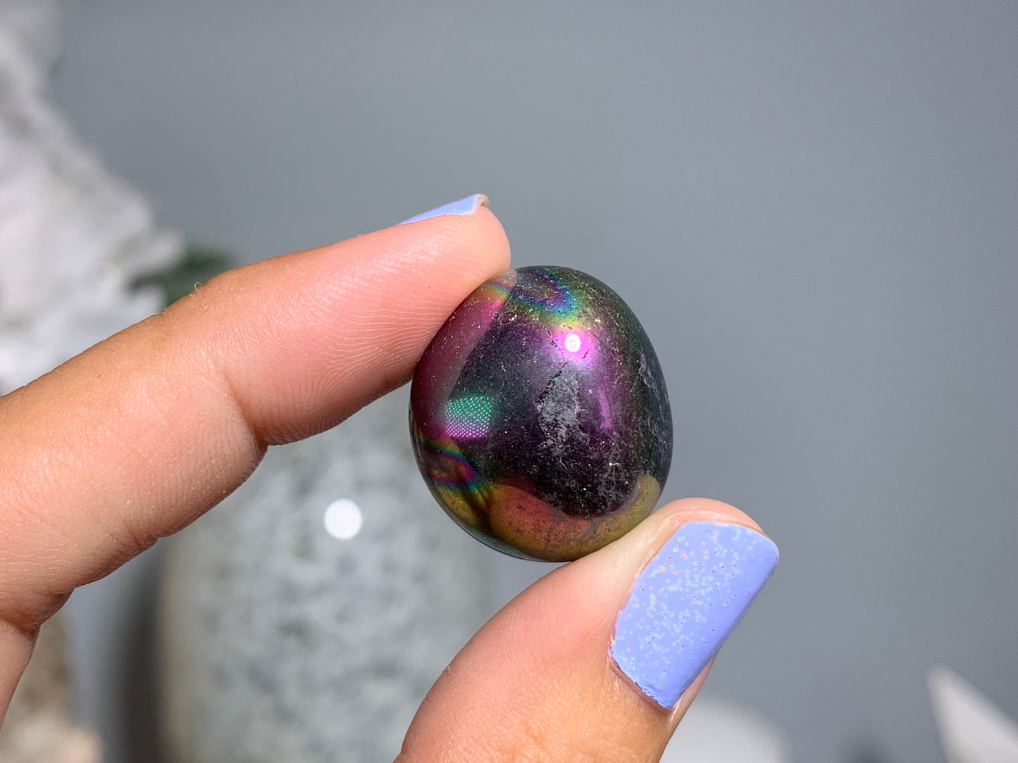 Tumbled Dark Titanium Aura Quartz