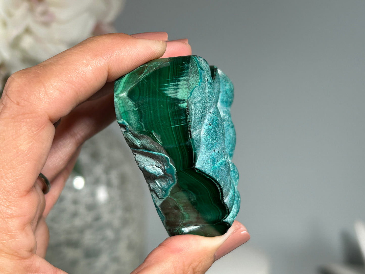 Malachite Chrysocolla Heart (2.7", 70mm)