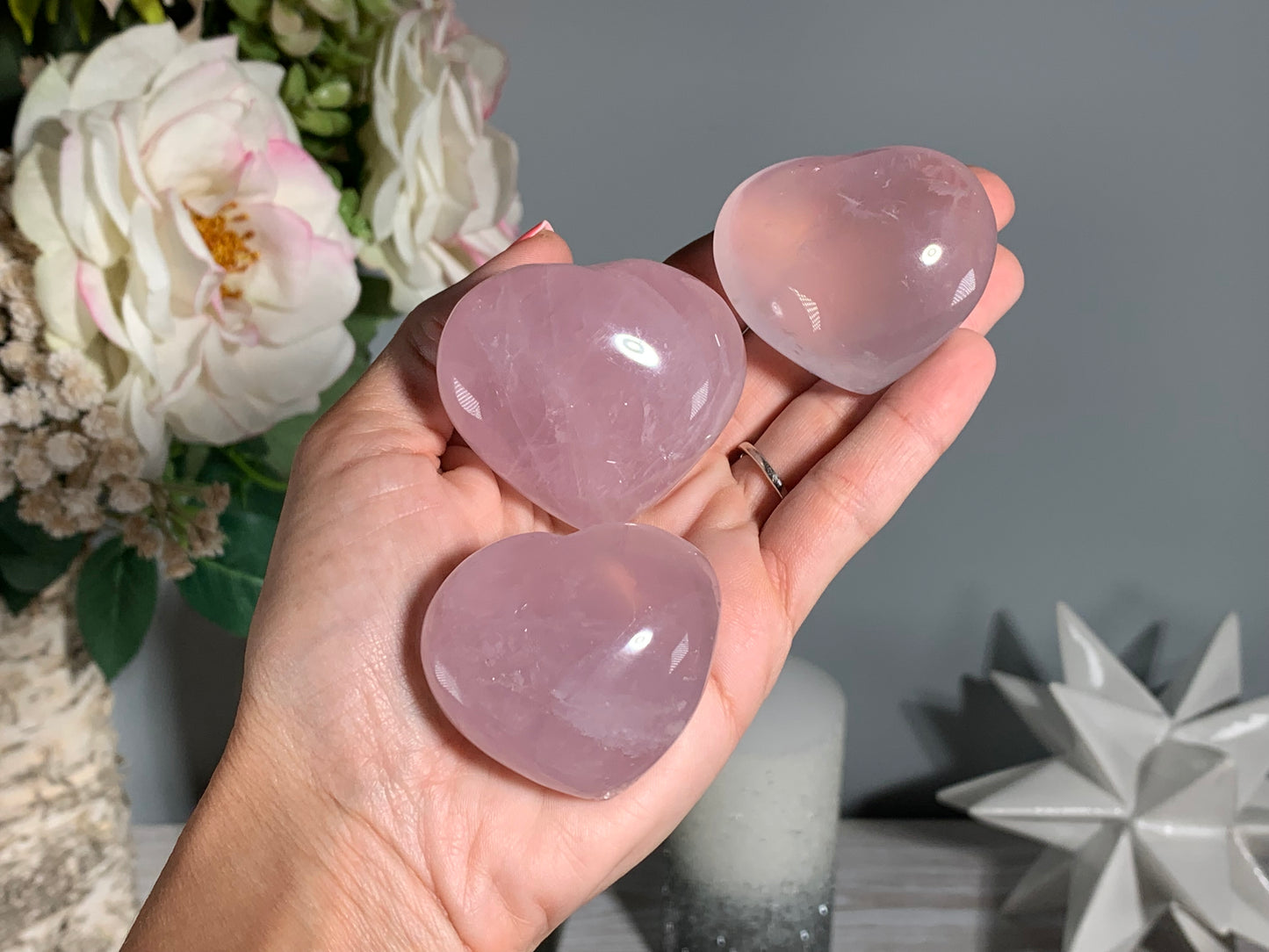 Medium Lavender Rose Quartz Heart