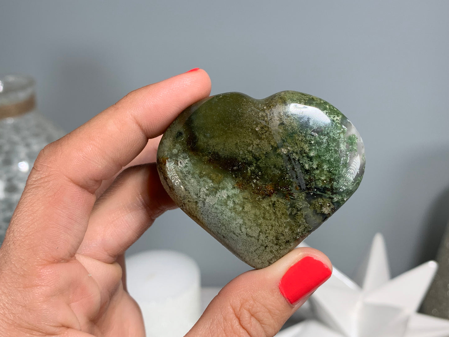 Moss Agate Heart Large