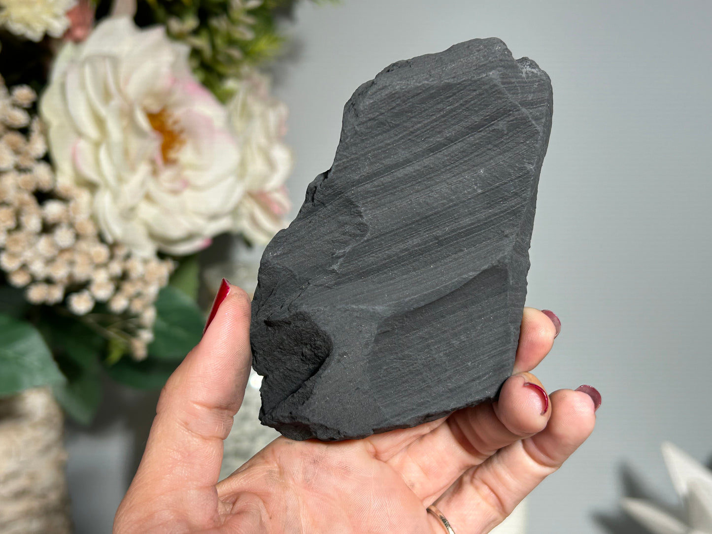 Pyrite on Shungite (4.2", 106mm)