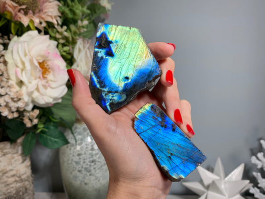 Half Polished Labradorite Slab Medium