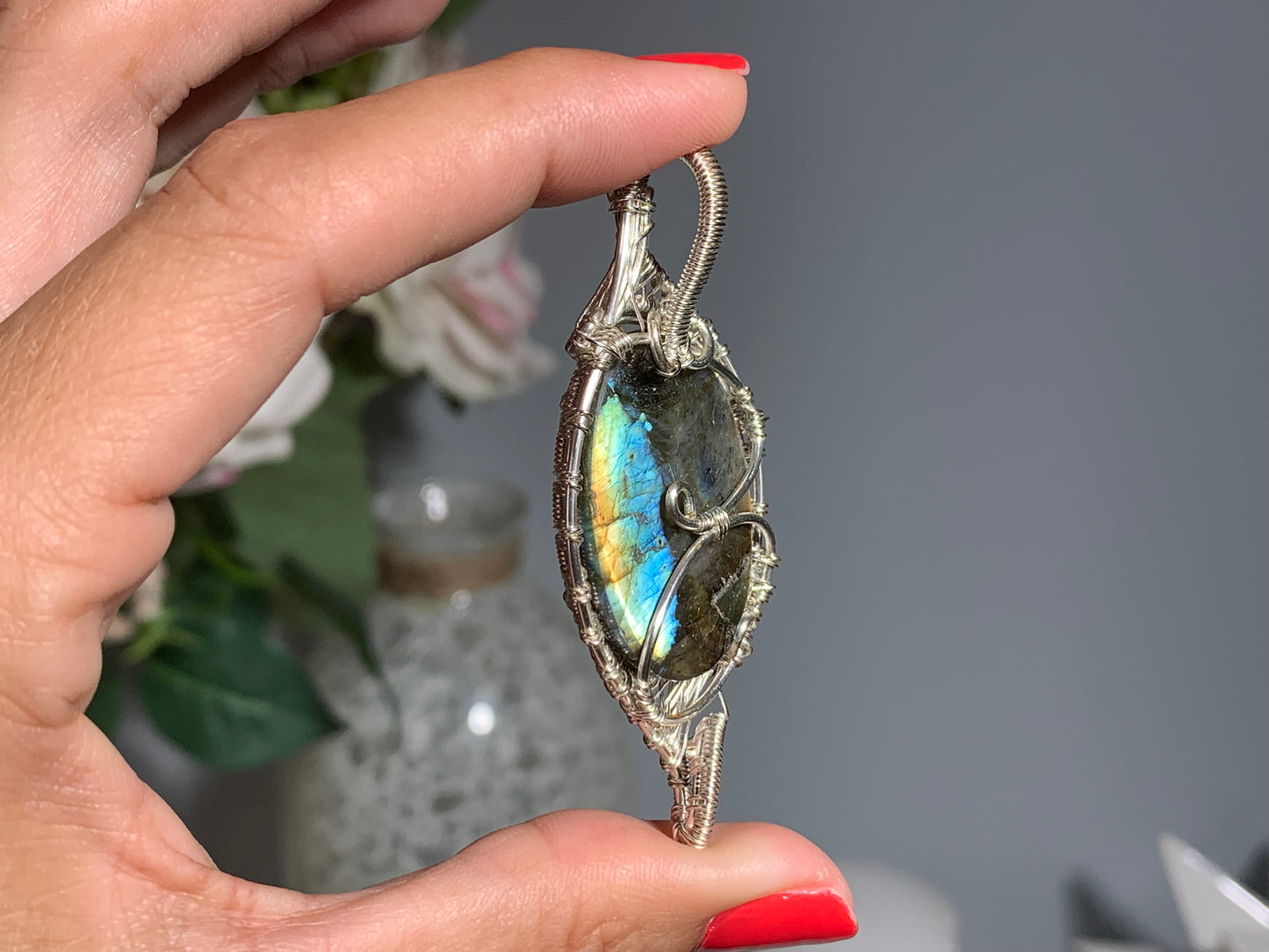 Wire Wrapped Labradorite Pendant (2.5" 64mm)