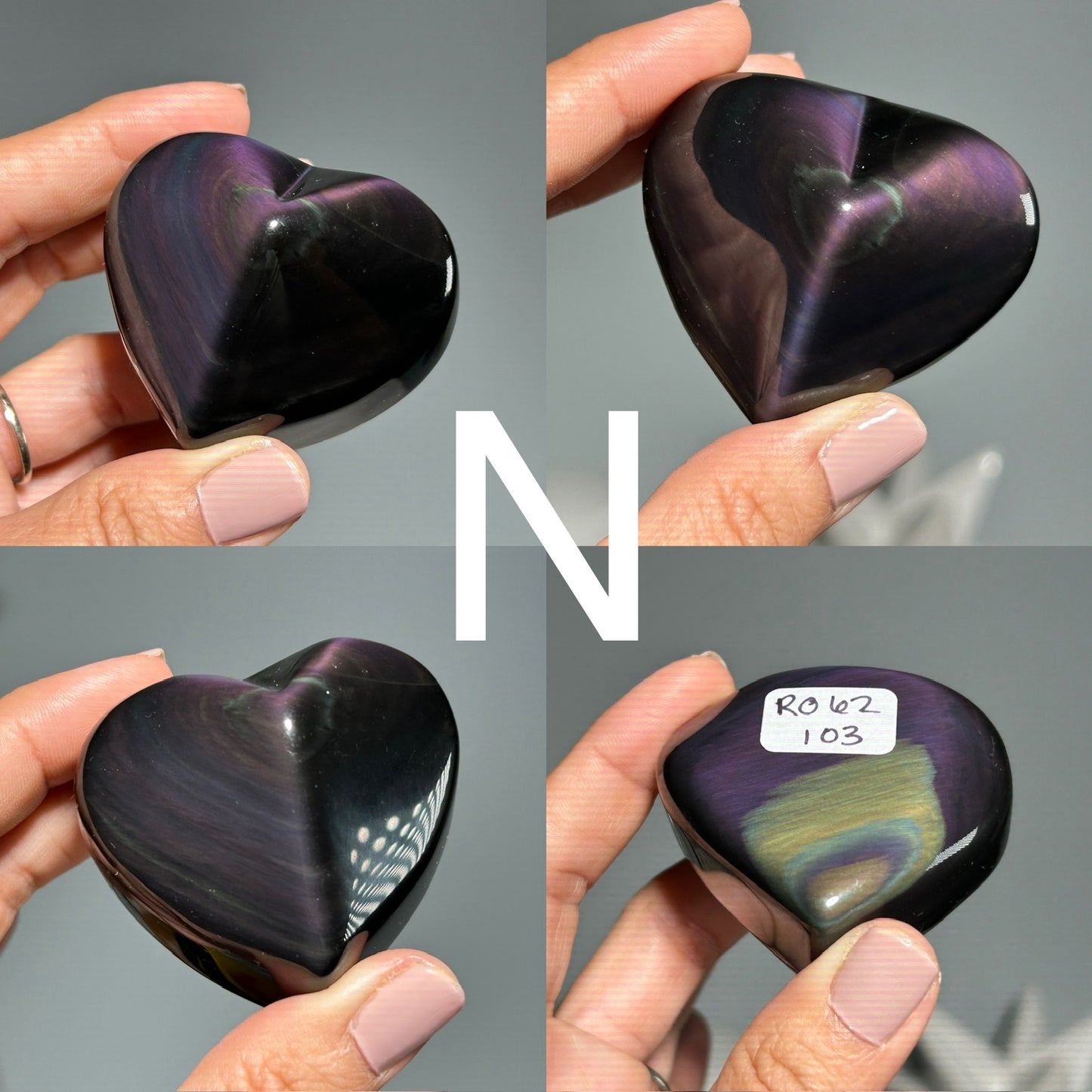 Rainbow Obsidian Heart