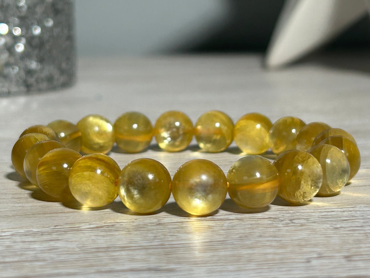 10mm Golden Muscovite Mica Bracelet