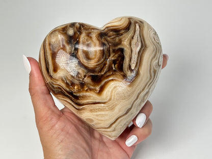 Coffee Calcite Heart (4.3", 110mm)