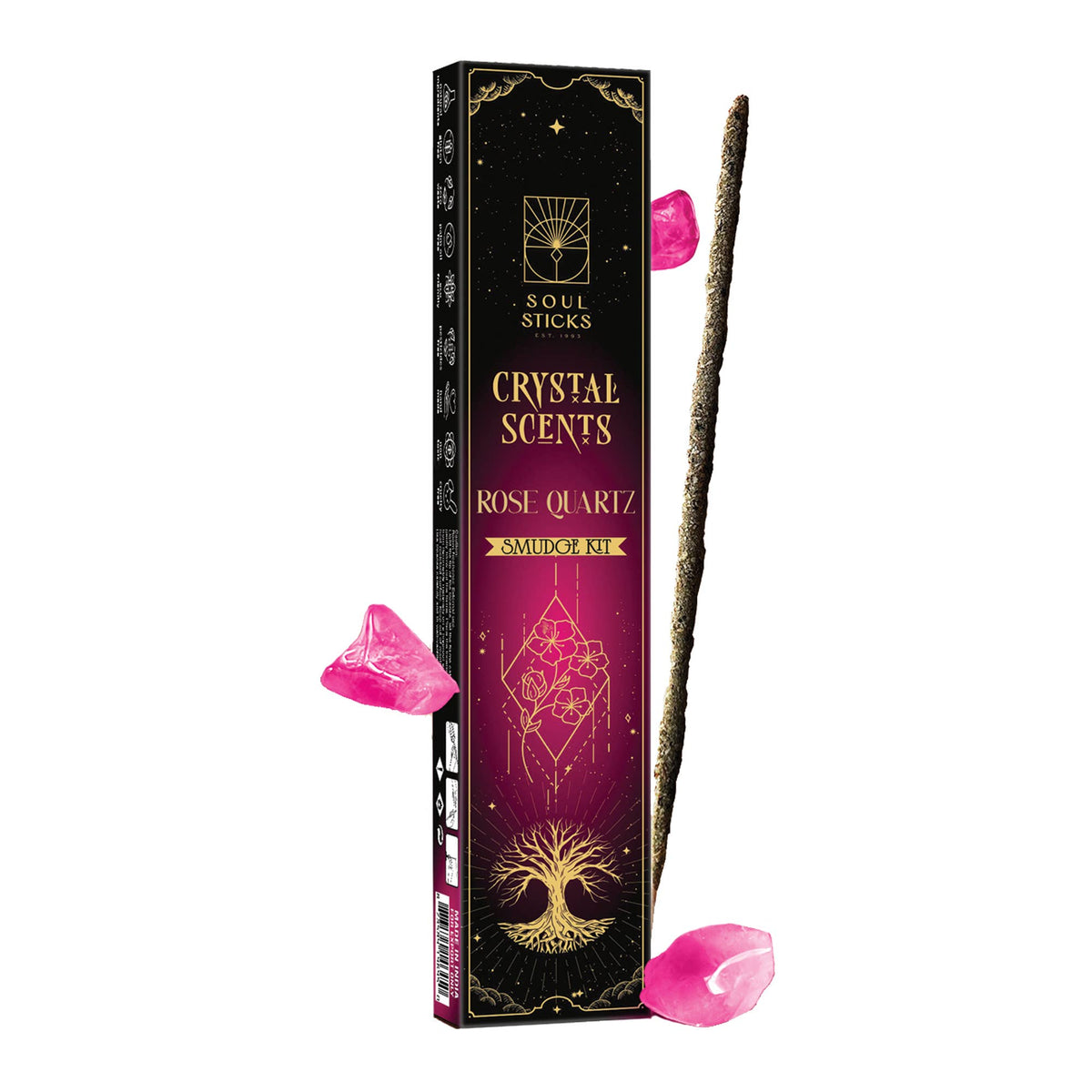 Rose Quartz Crystal Incense Sticks Smudge Kit