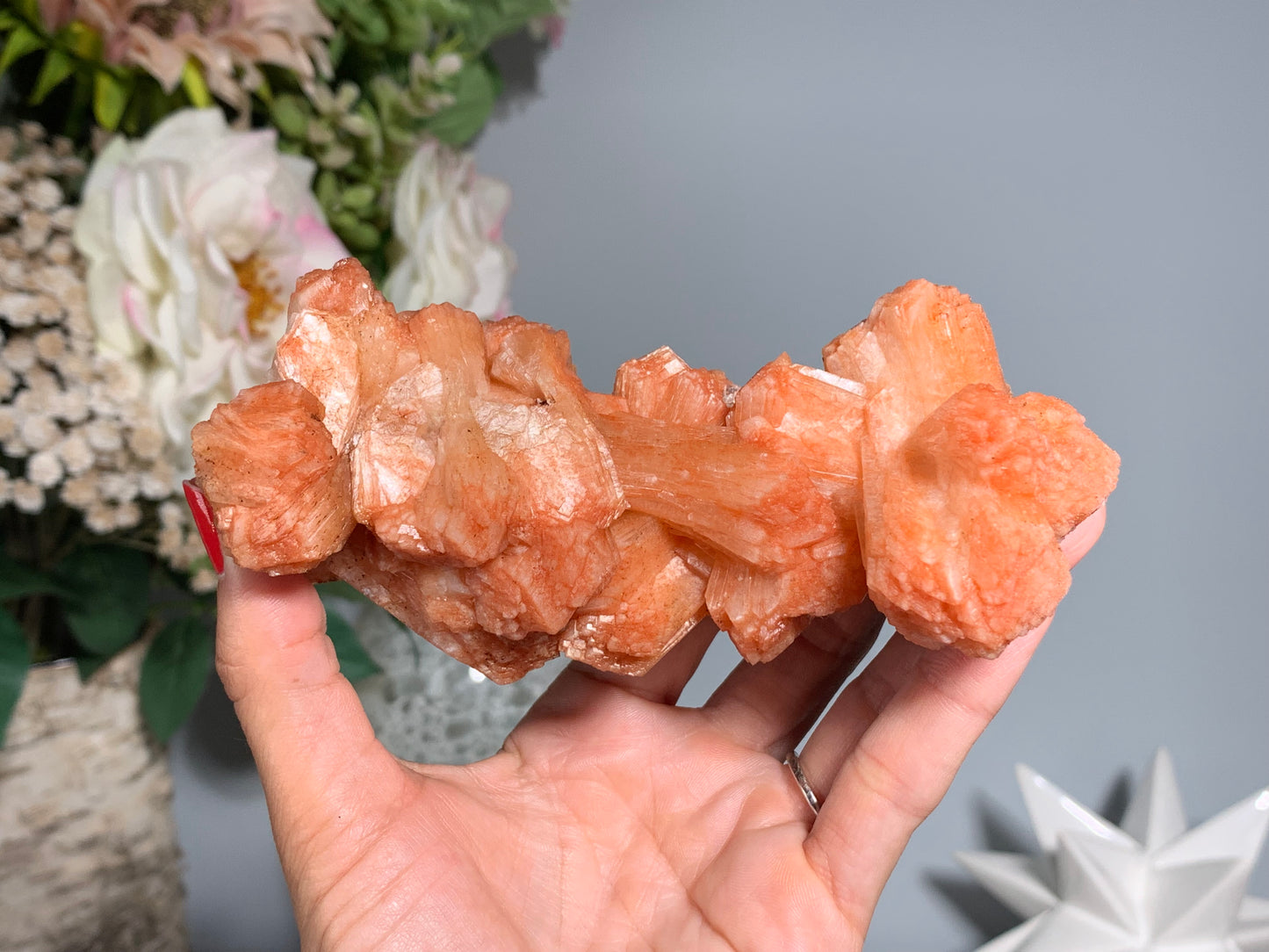 Red Stilbite Cluster (5", 128mm)