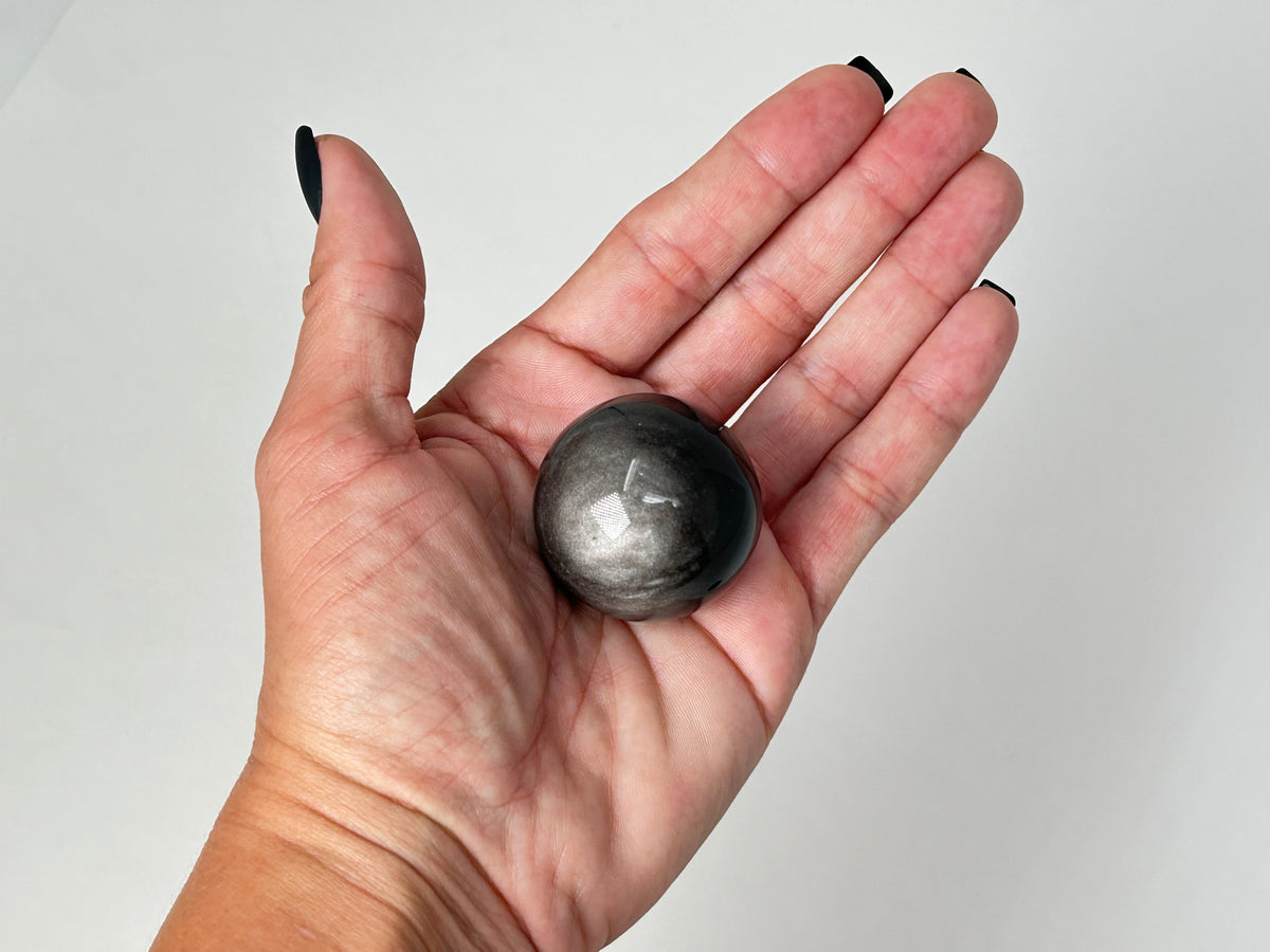 Silver Sheen Obsidian Sphere (1.4", 34mm)