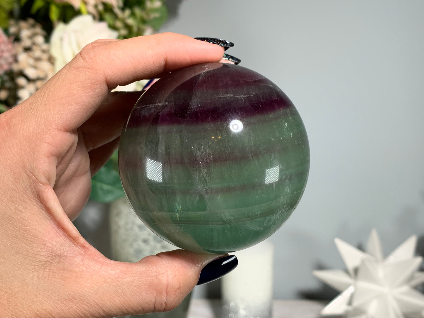 Watermelon Fluorite Sphere (2.6", 58mm)