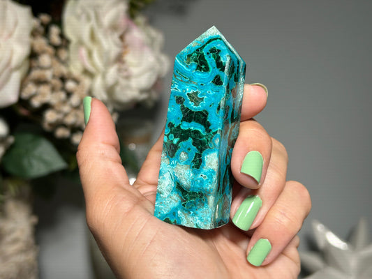 Malachite Chrysocolla Tower (2.9", 75mm)