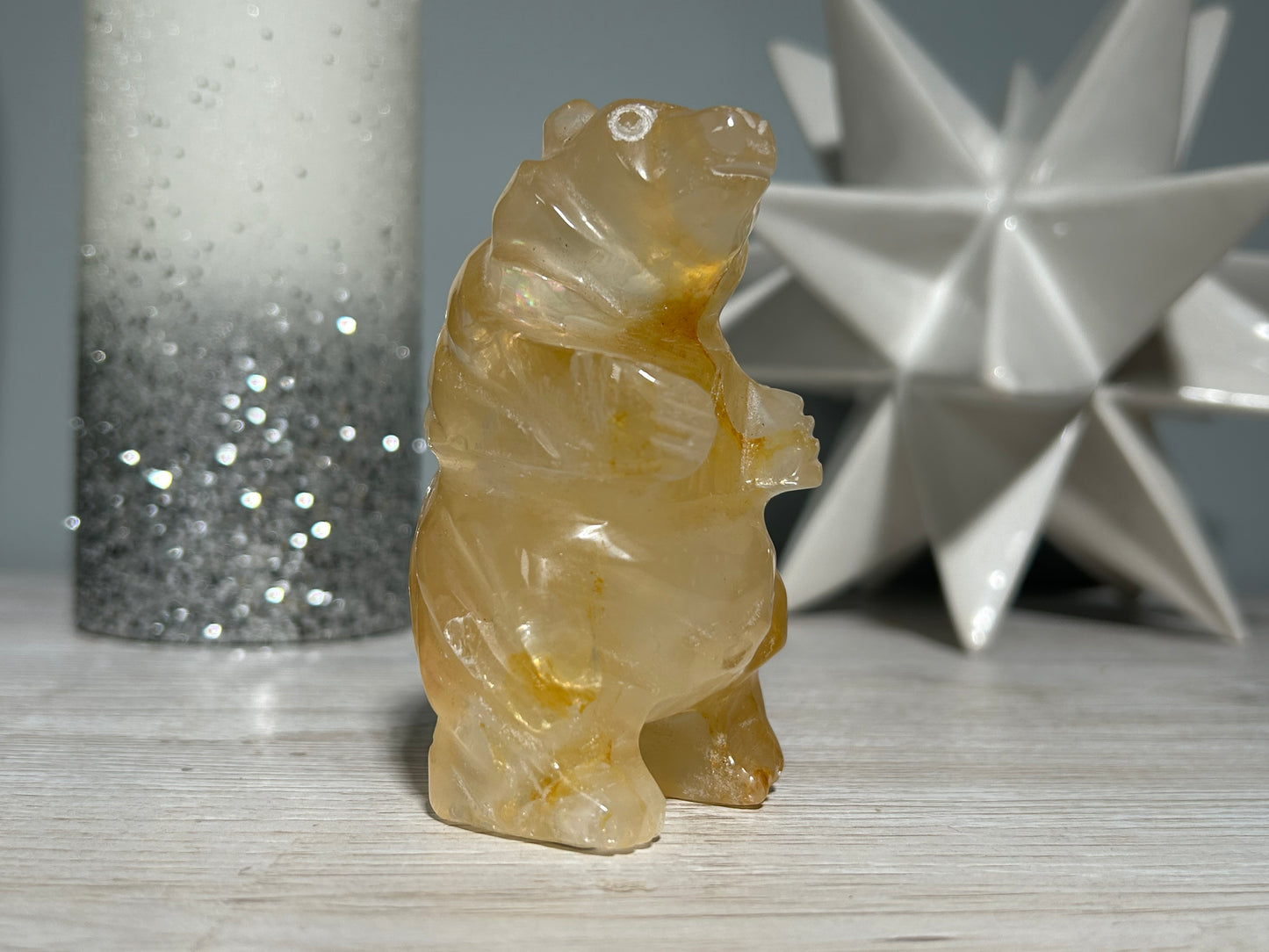 Yellow Hematoid Quartz Bear (3.5", 89mm)