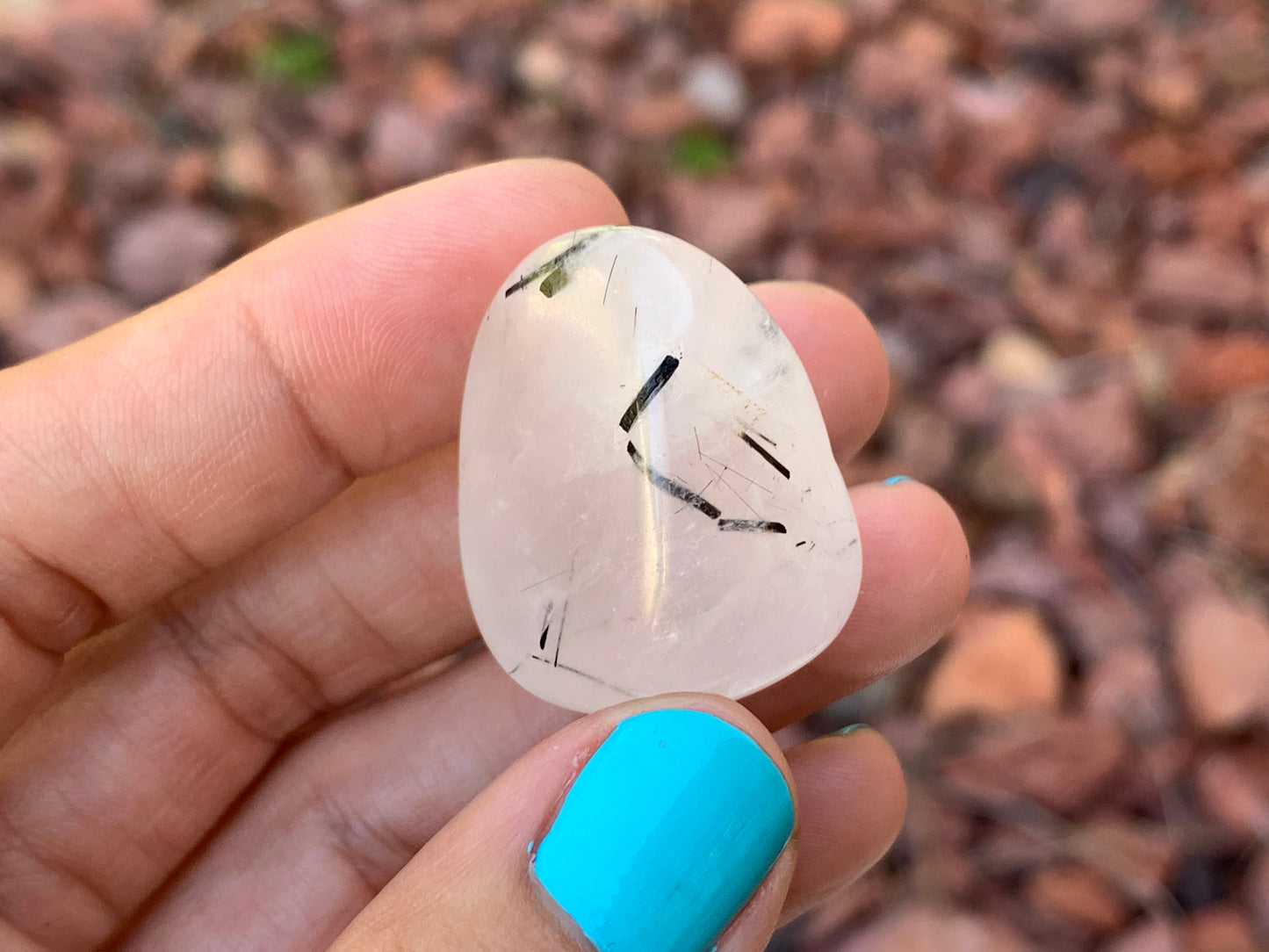 Tumbled Tourmaline Rutile in Quartz Large