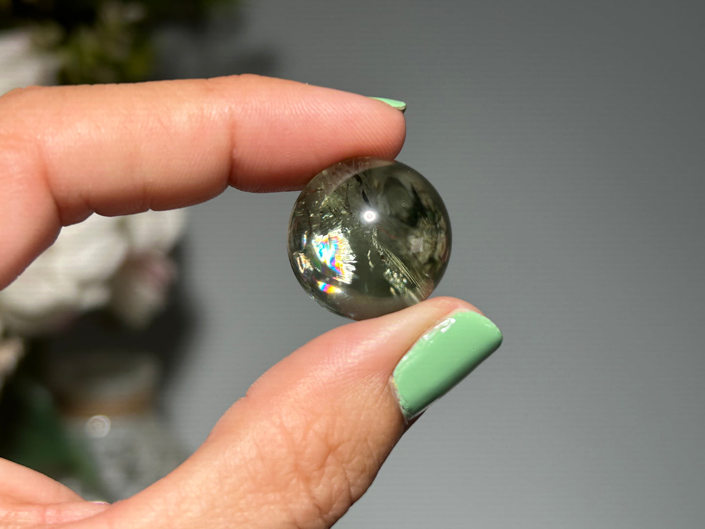 Mini Prasiolite Sphere