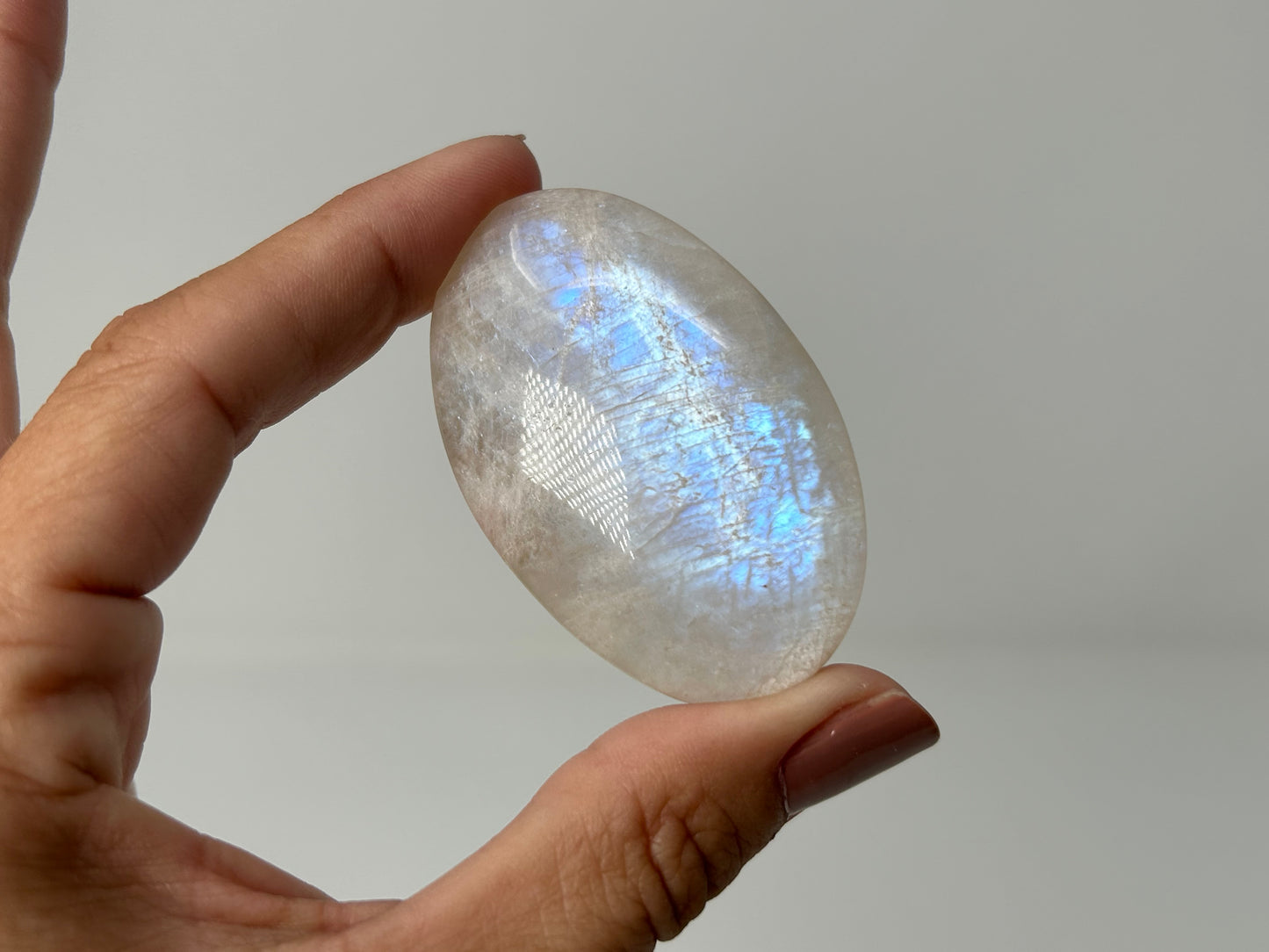 Rainbow Moonstone Palm Stone (2.2", 56mm)
