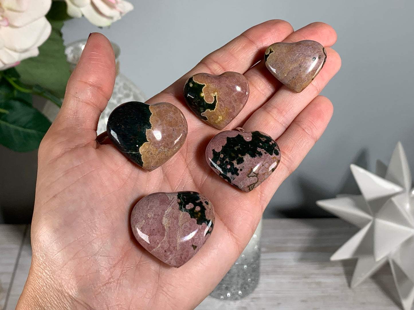 Pink Ocean Jasper Heart