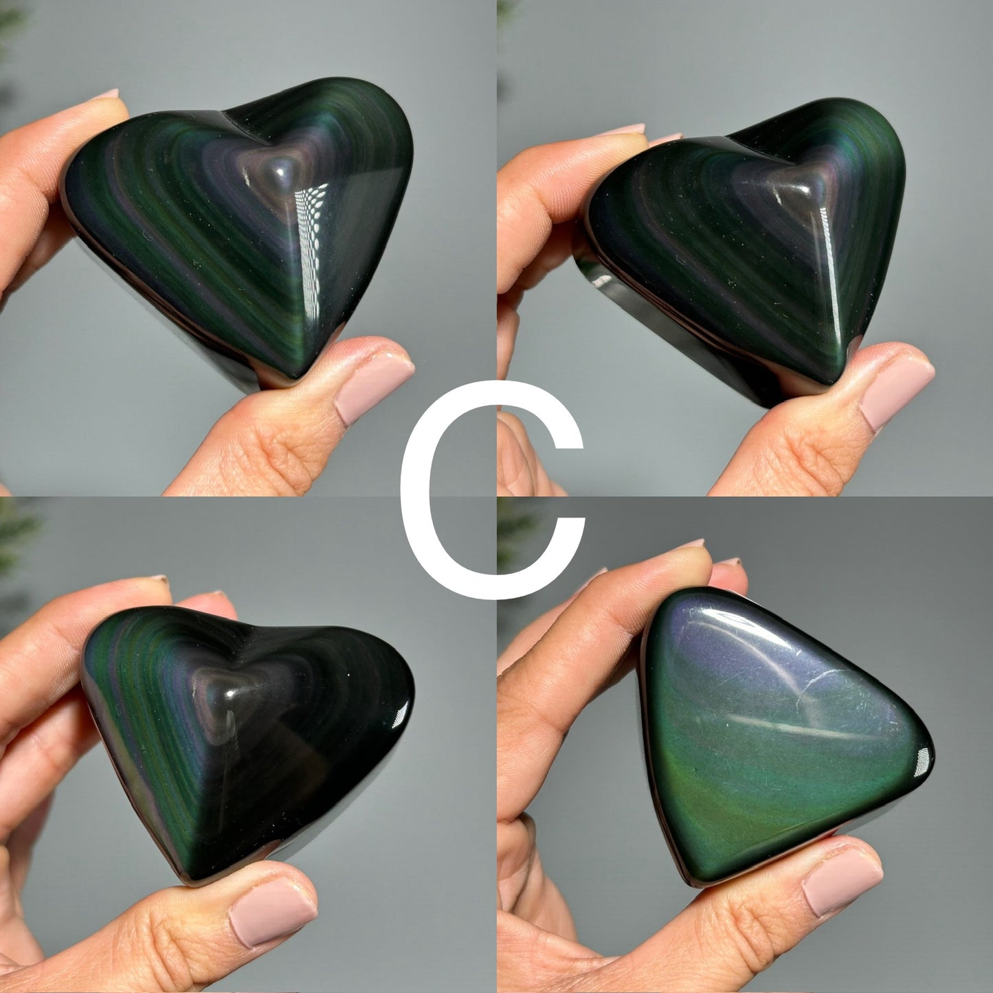 Rainbow Obsidian Heart