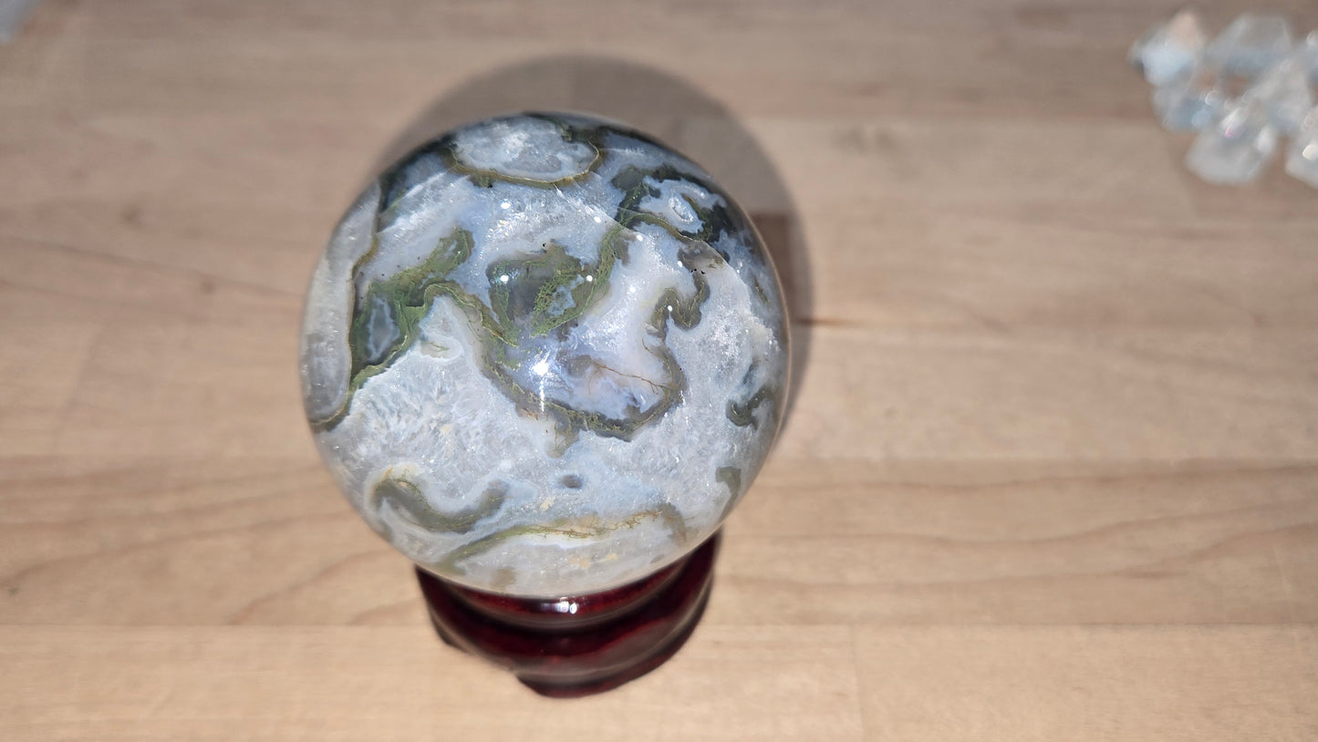 Moss Agate Sphere Reserved for R P