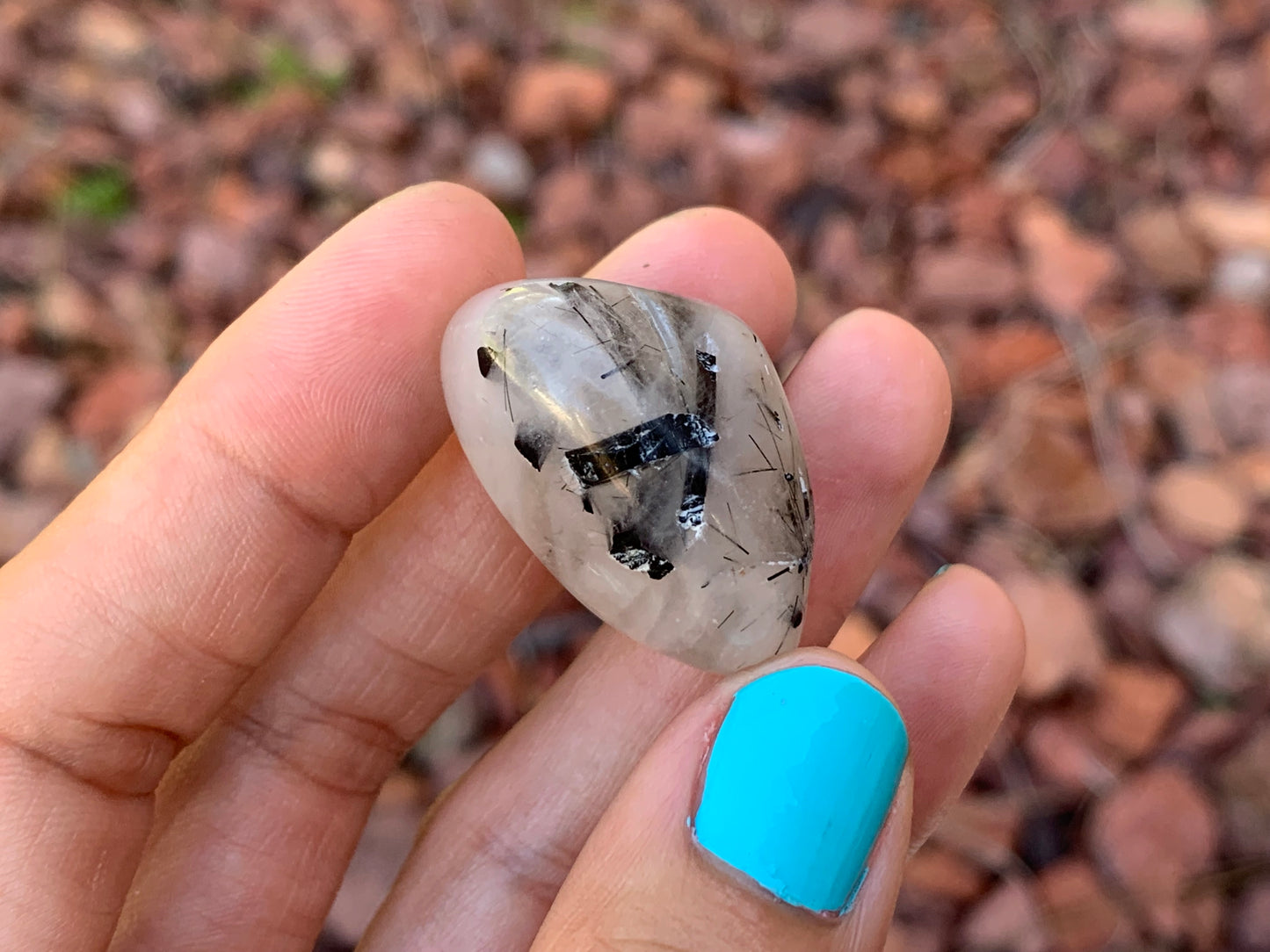 Tumbled Tourmaline Rutile in Quartz Large