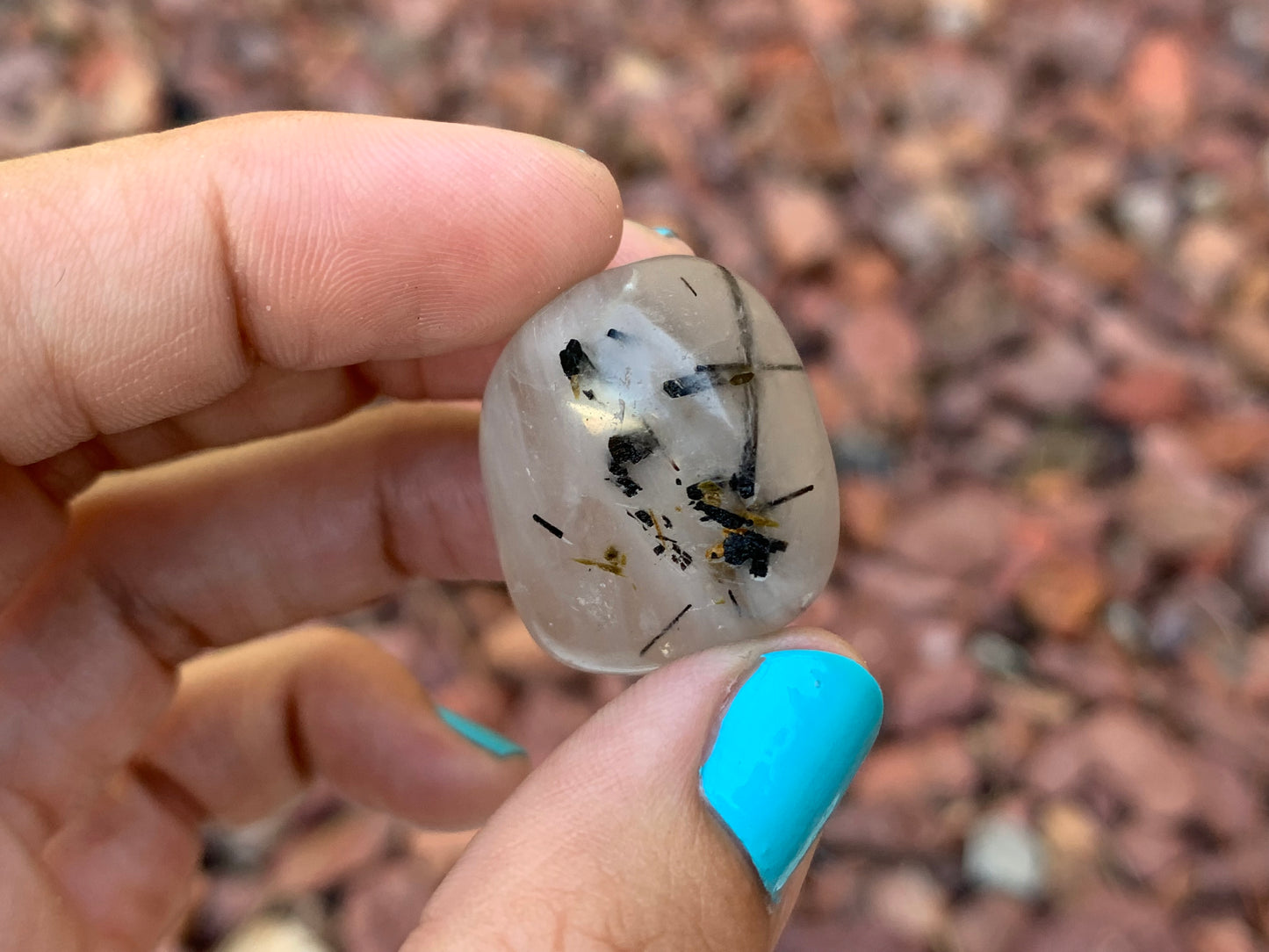 Tumbled Tourmaline Rutile in Quartz Medium