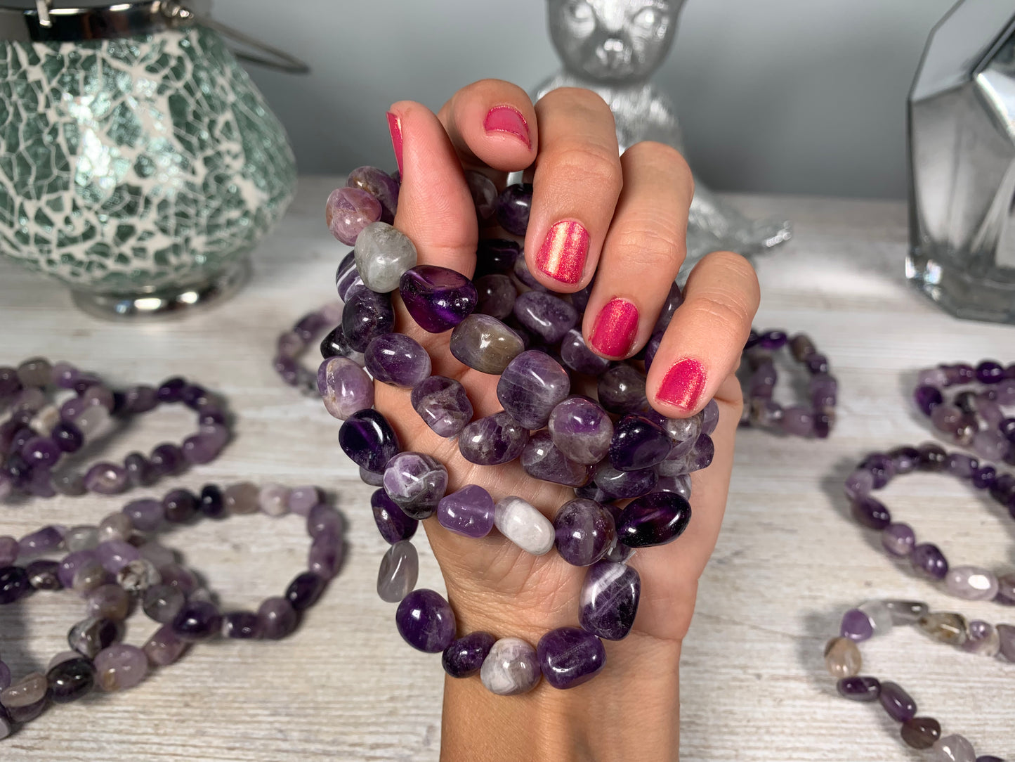 Chevron Amethyst Nugget Bracelet