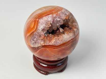 Carnelian with Druzy Amethyst Sphere (2.4", 62mm)