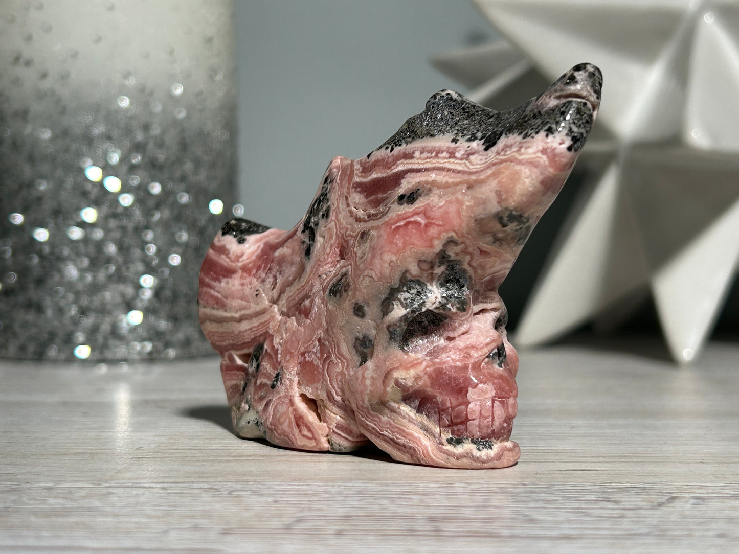 Rhodochrosite Skull (2.8", 72mm)