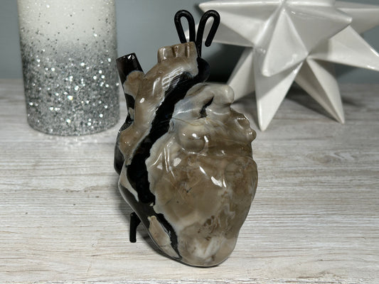 Volcano Agate Anatomical Heart (4.9", 124mm)