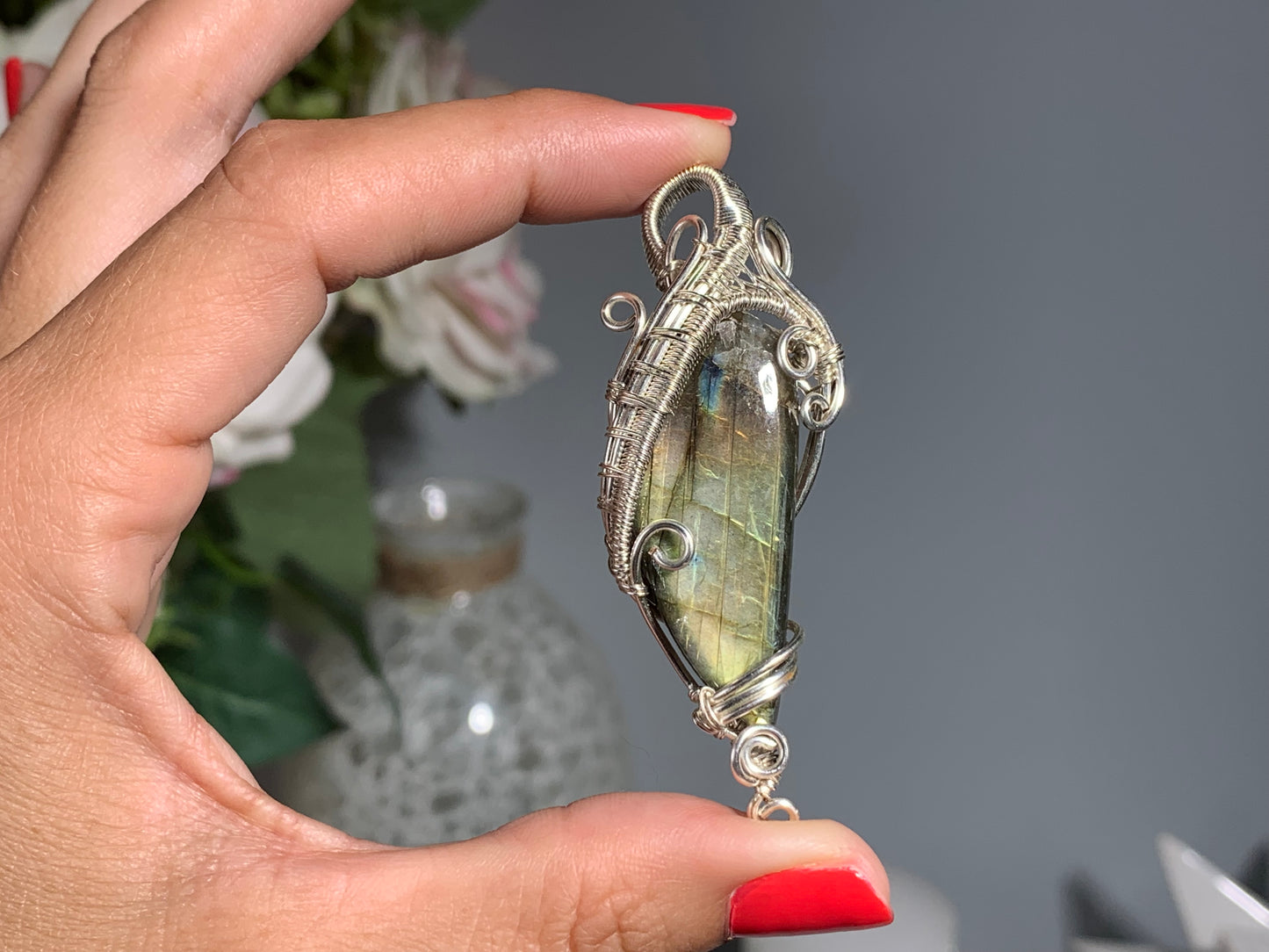 Wire Wrapped Labradorite Pendant (2.5" 65mm)