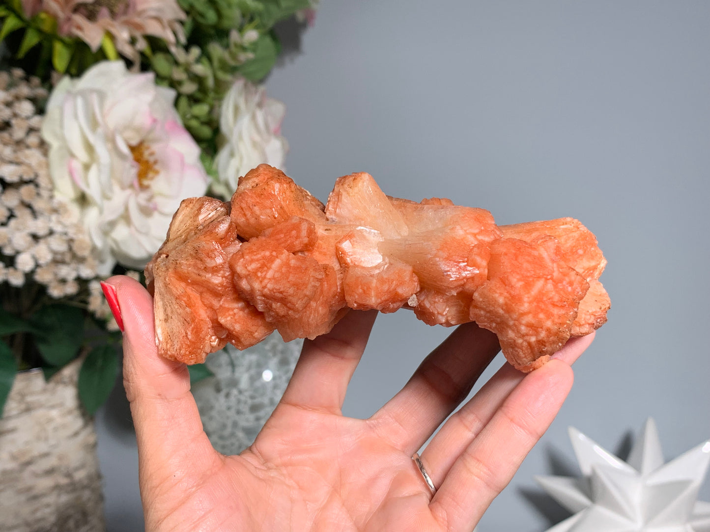 Red Stilbite Cluster (5", 128mm)