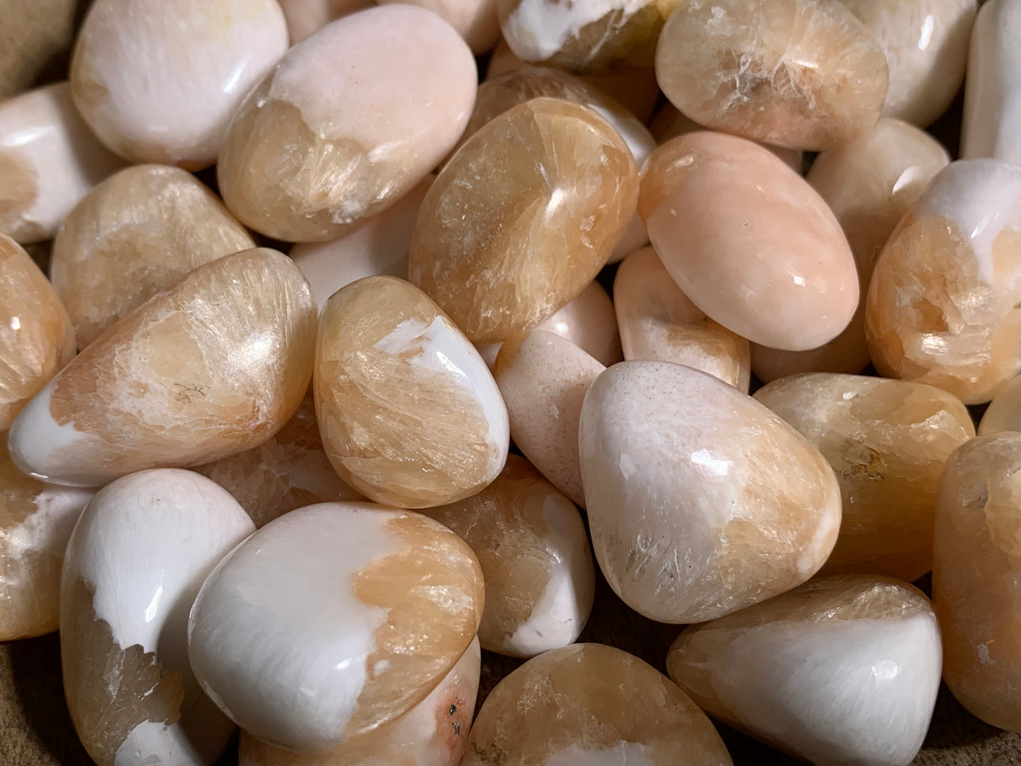 Tumbled Scolecite with Stilbite Large