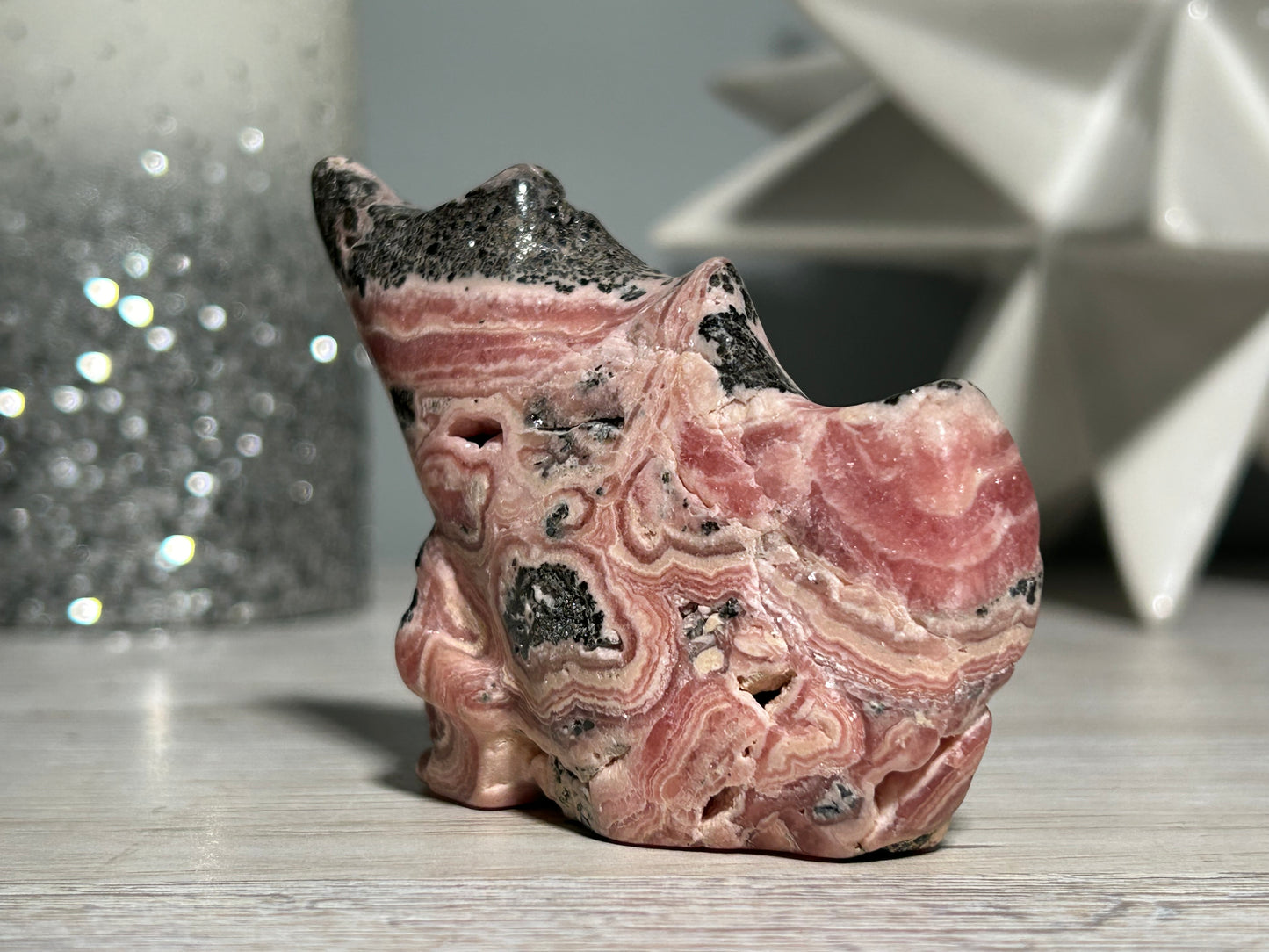 Rhodochrosite Skull (2.8", 72mm)