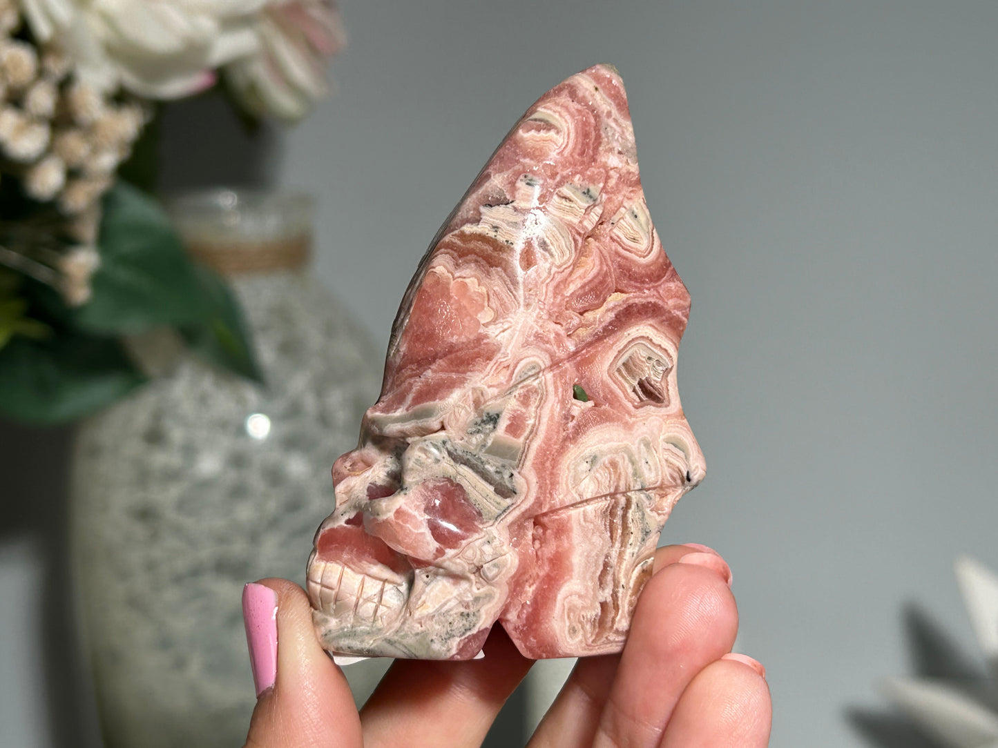 Rhodochrosite Skull (3", 75mm)