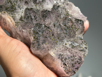 Epidote on Amethyst (5.4", 134mm)