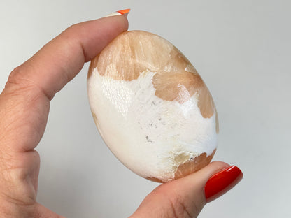 Stilbite with Scolecite Palm Stone (2.25", 57mm)