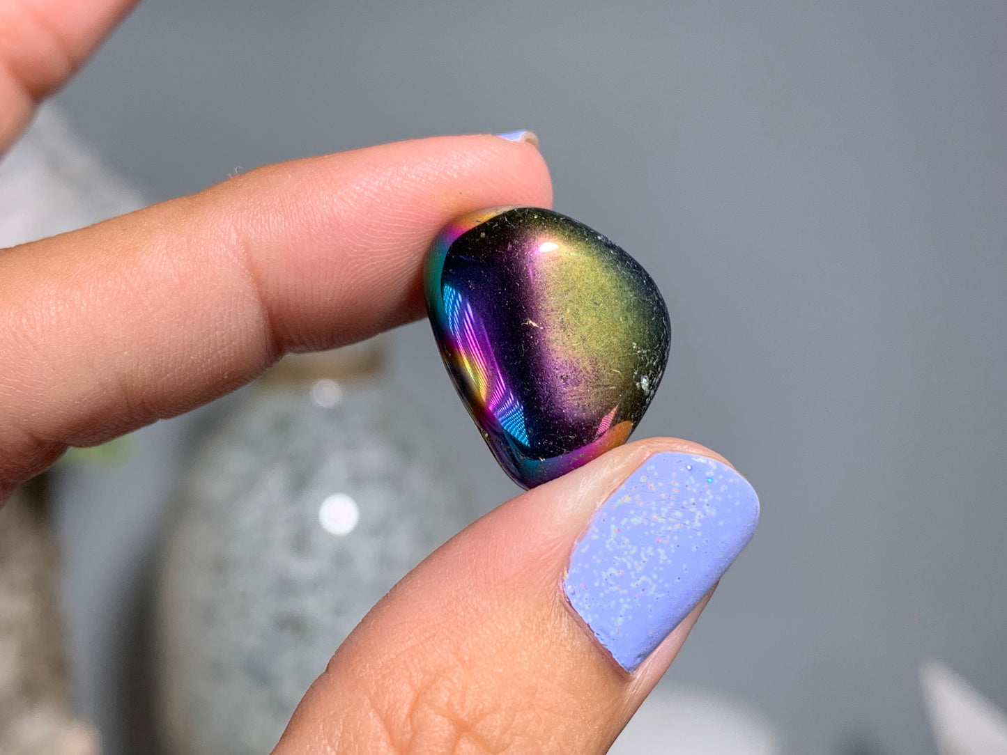 Tumbled Dark Titanium Aura Quartz