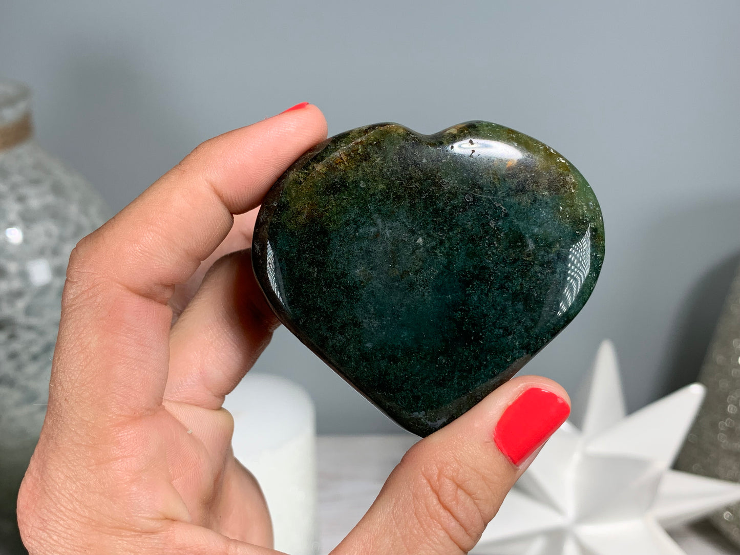 Moss Agate Heart Large