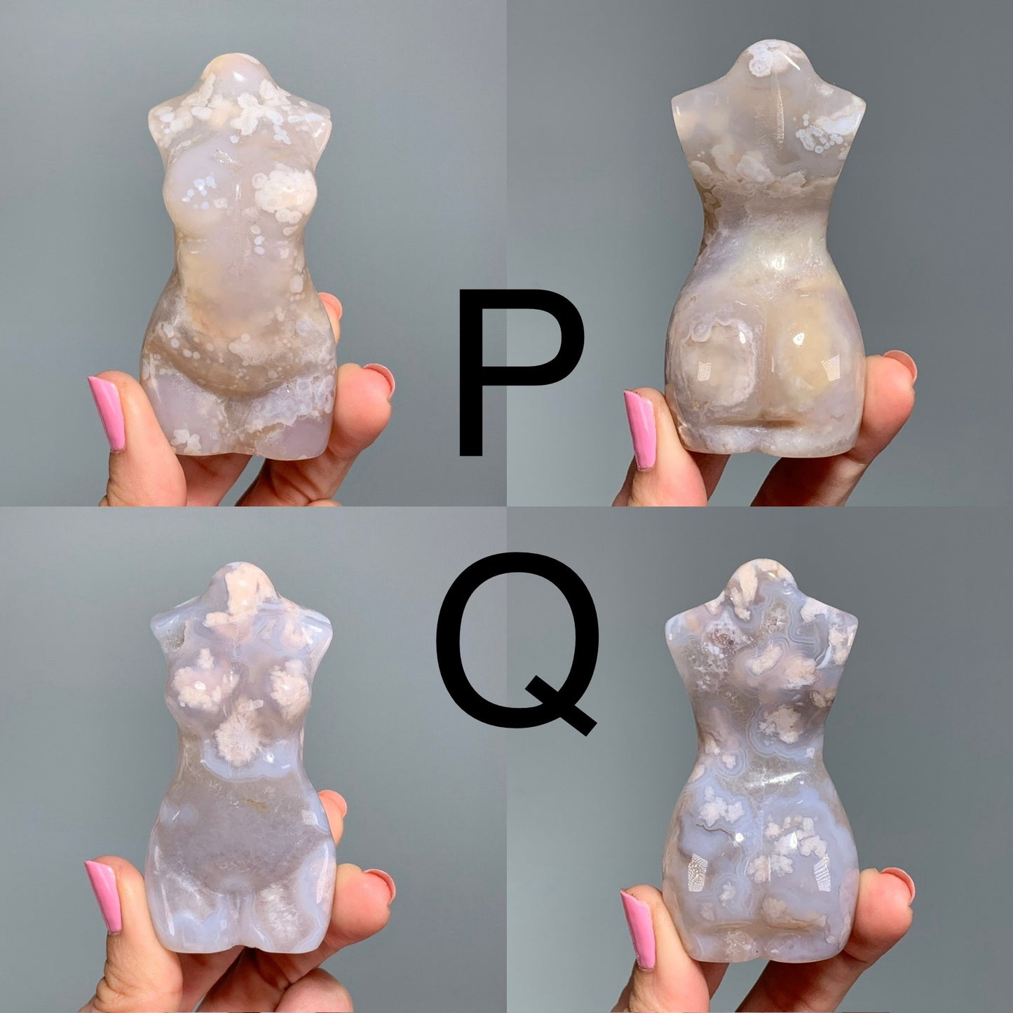 Flower Agate Woman Figurine (3-3.4" / 75-88 mm)