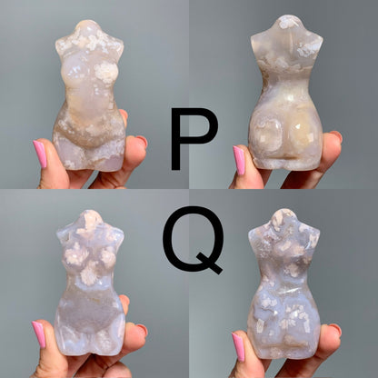 Flower Agate Woman Figurine (3-3.4" / 75-88 mm)