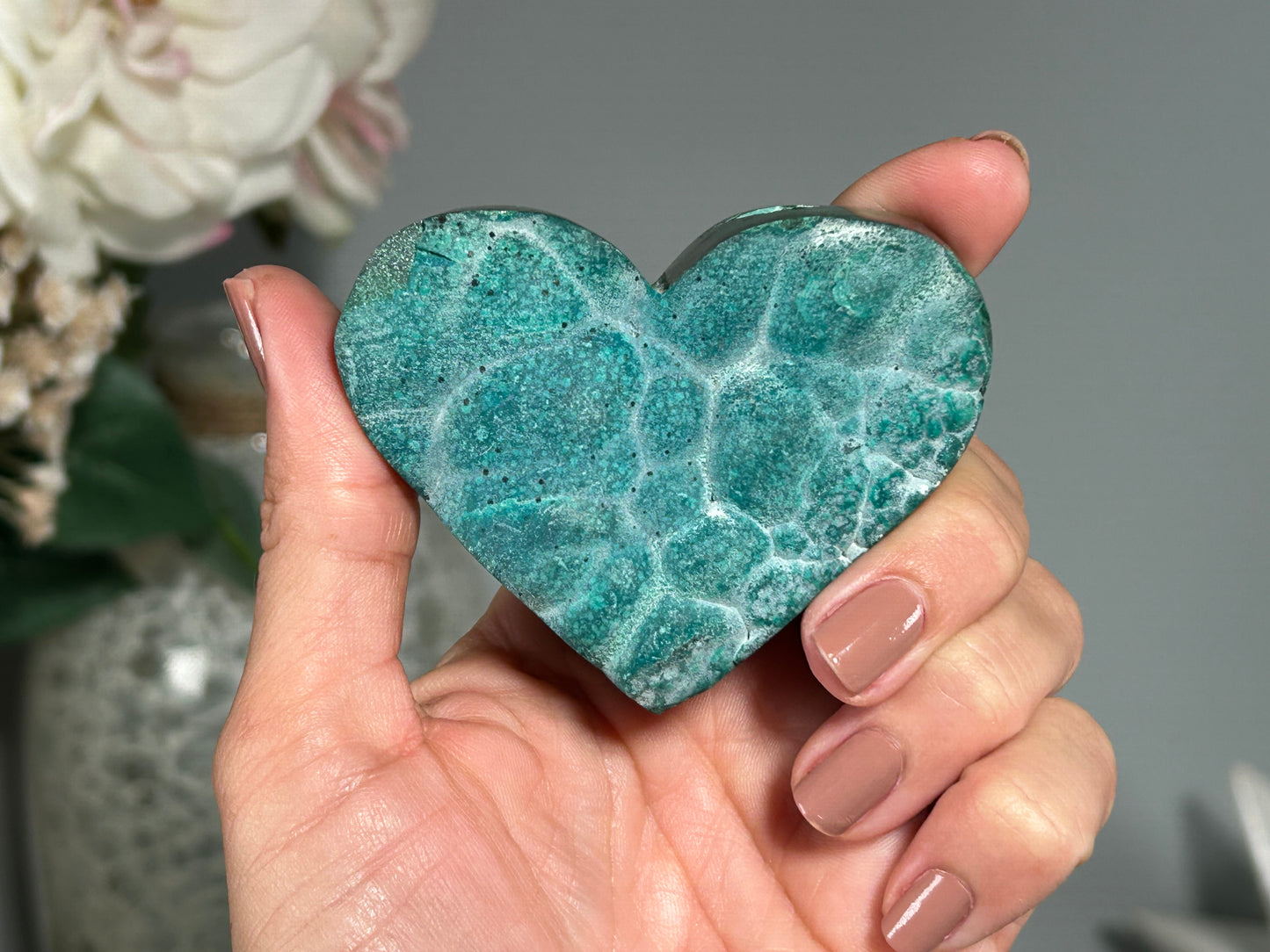 Malachite Chrysocolla Heart (2.7", 70mm)