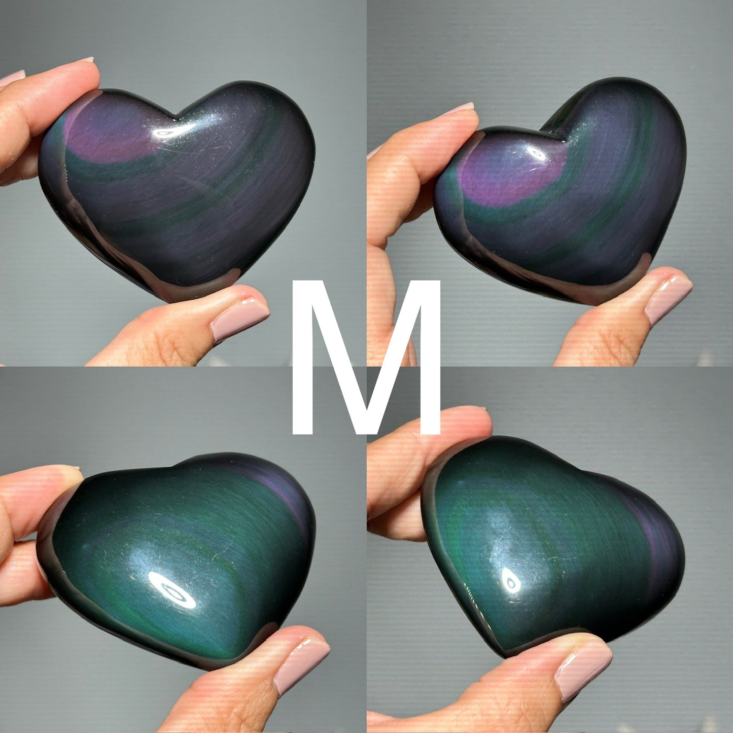 Rainbow Obsidian Puffy Heart