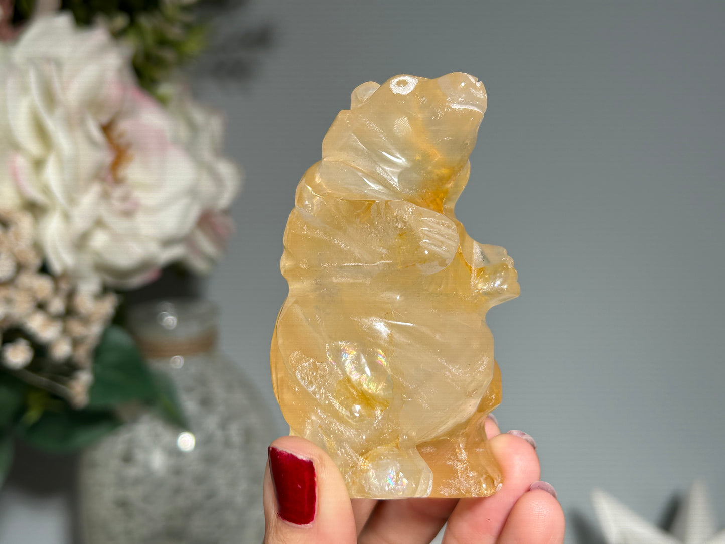 Yellow Hematoid Quartz Bear (3.5", 89mm)