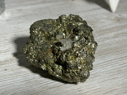 Pyrite Cluster with Quartz Inclusion (3", 76mm)