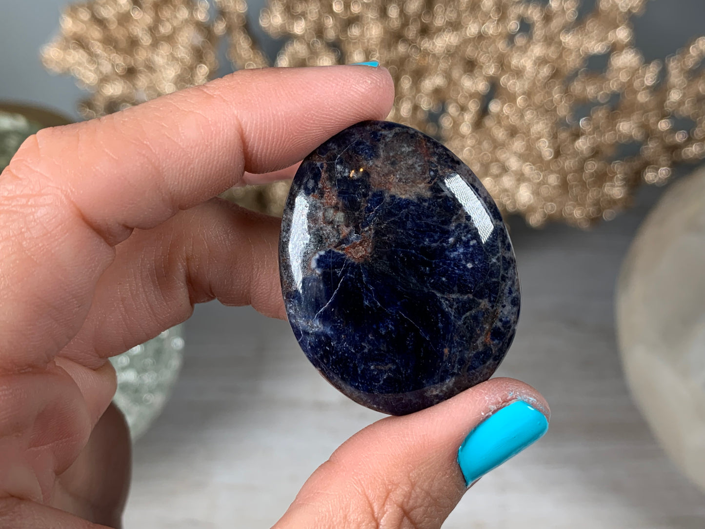 Flat Sodalite Palm Stone