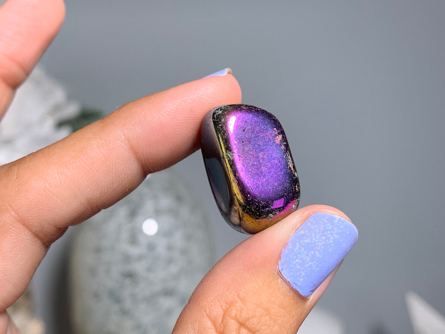 Tumbled Dark Titanium Aura Quartz