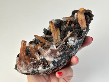 Specularite with Tangerine Quartz (6.4", 161mm)