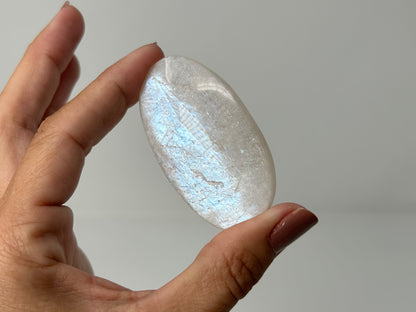 Rainbow Moonstone Palm Stone (2.4", 62mm)