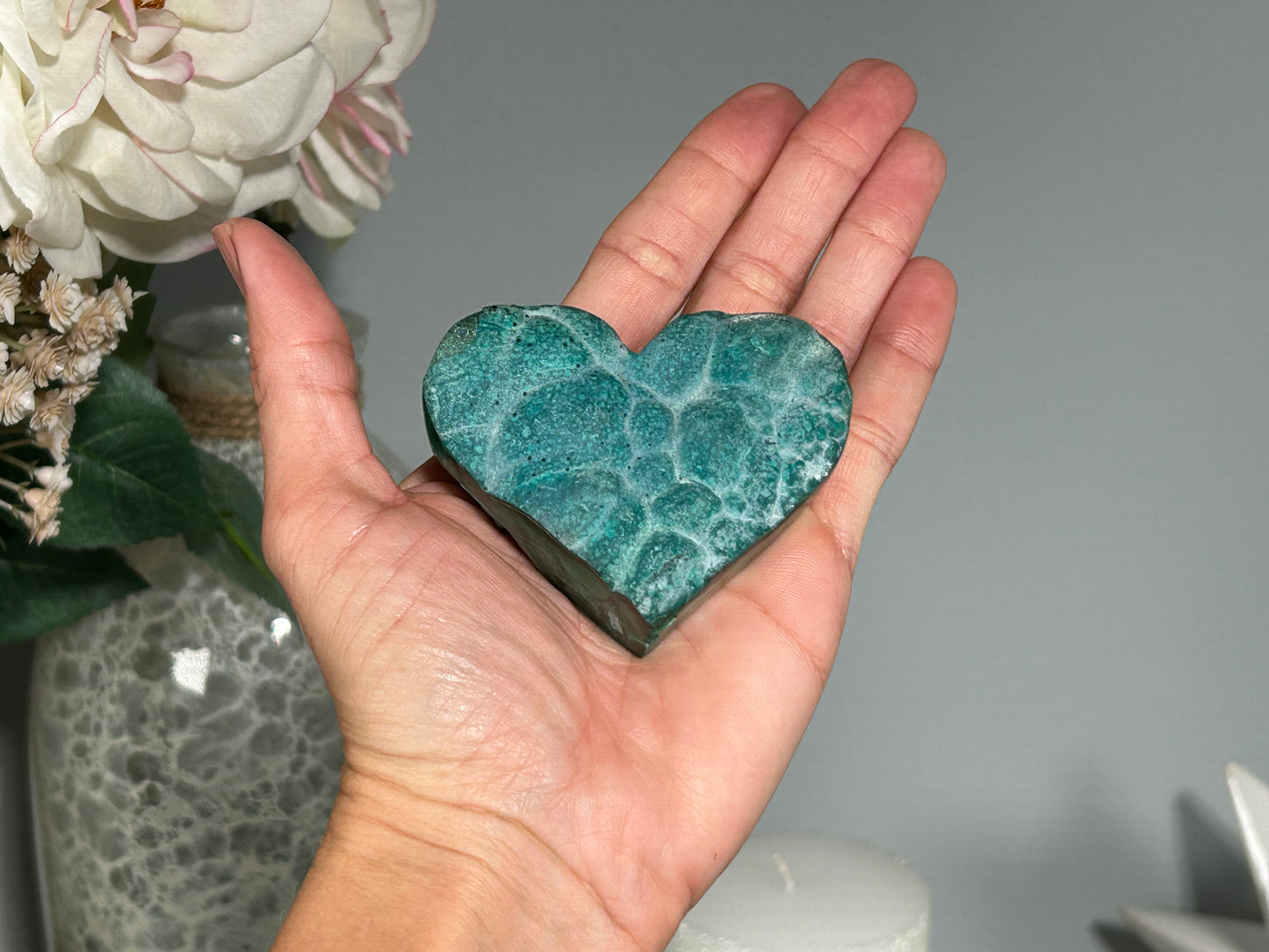 Malachite Chrysocolla Heart (2.7", 70mm)